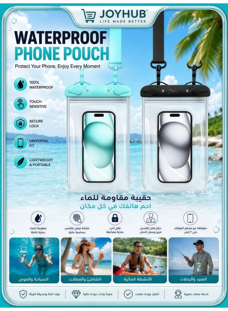 ZAFRA Crossbody Waterproof Phone Pouch with Adjustable Strap, Touch Sensitive Waterproof Phone Case, Transparent Dry Bag for Swimming, Beach, Diving & Outdoor Activities - Image 1