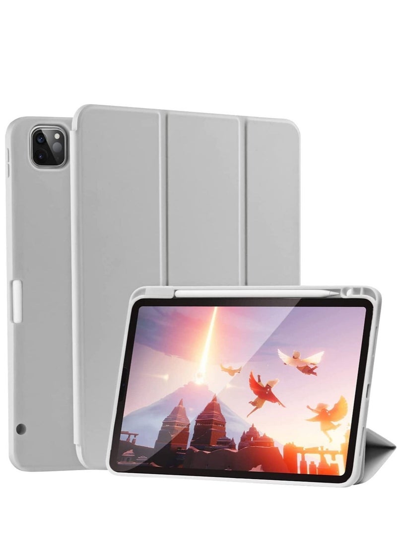 ELTRAZONE Case for iPad Pro 11 Inch 2021(3rd Gen)/2020(2nd Gen) with Pencil Holder [Support iPad 2nd Pencil Charging/Pair] Slim Trifold Stand, Smart Protective Case Cover (Grey) - Image 1