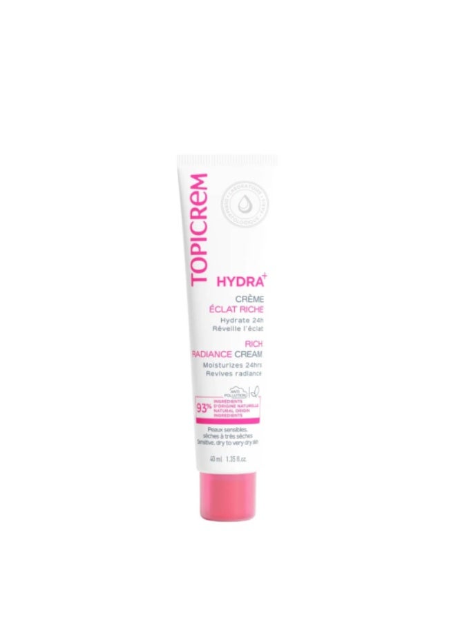 Topicrem Hydra+ Rich Moisturizing Radiance Cream 40ml - Image 1