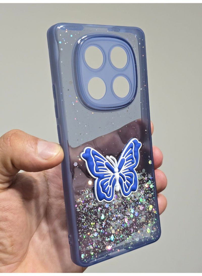 غطاء خلفي عليه فراشة متوافق مع هاتف شاومي ريدمي نوت 14 Pro Plus - Image 3