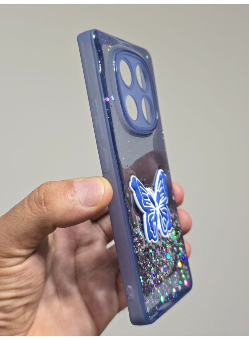 غطاء خلفي عليه فراشة متوافق مع هاتف شاومي ريدمي نوت 14 Pro Plus - Image 2