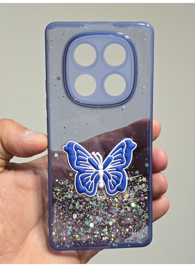 غطاء خلفي عليه فراشة متوافق مع هاتف شاومي ريدمي نوت 14 Pro Plus - Image 1