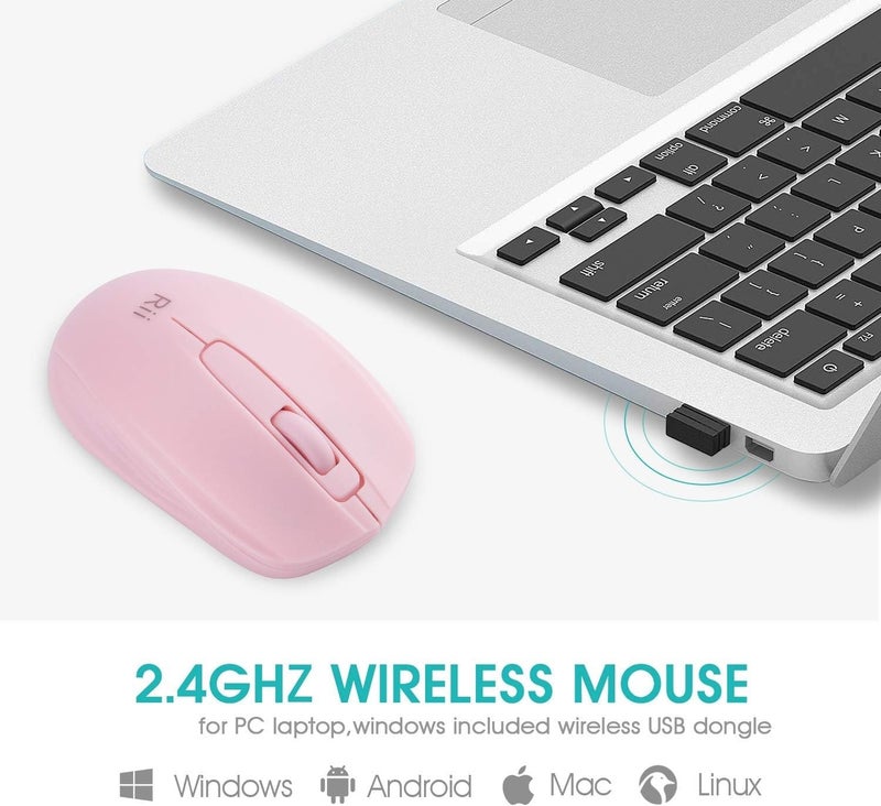 Rii Wireless Mouse,2.4G Portable Computer Mice for PC, Laptop, Windows,Office Included Wireless USB dongle (Pink) - Image 5
