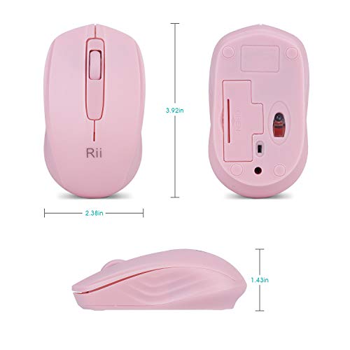 Rii Wireless Mouse,2.4G Portable Computer Mice for PC, Laptop, Windows,Office Included Wireless USB dongle (Pink) - Image 2