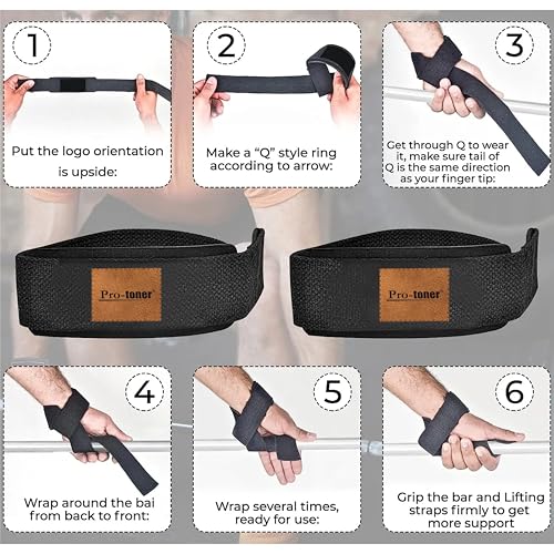 Protoner Weight Lifting Straps, Wrist Support for Gym, 2-Piece - Image 2