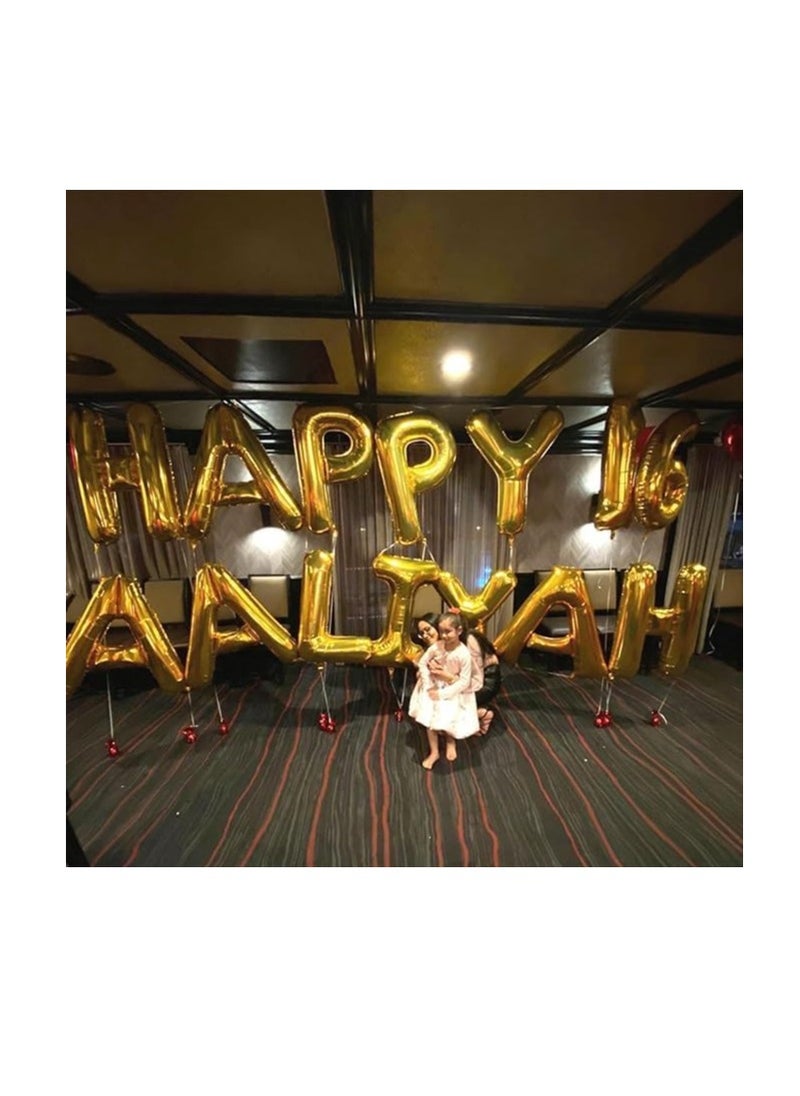 Party with Emma - Gold Letter A to Z Balloons 32 inch Large Alphabet Balloons Gold Helium Foil Letter Balloon Banner for Birthday Party Anniversary Wedding Decoration (Gold-C) - Image 1