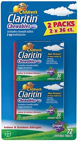 Claritin Childrens Chewable 5mg NonDrowsy 24 Hour 72 Tablets - Image 1