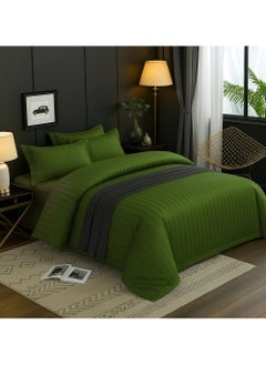 MAXQON 6-Piece Duvet Cover Set – Includes 1 Duvet Cover, 1 Fitted Sheet & 4 Pillowcases – King/Queen/Single Sizes, Color Olive  - Image 3
