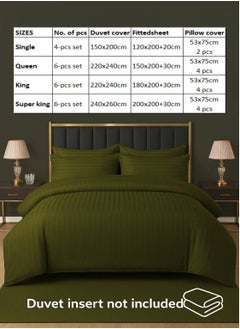 MAXQON 6-Piece Duvet Cover Set – Includes 1 Duvet Cover, 1 Fitted Sheet & 4 Pillowcases – King/Queen/Single Sizes, Color Olive  - Image 4