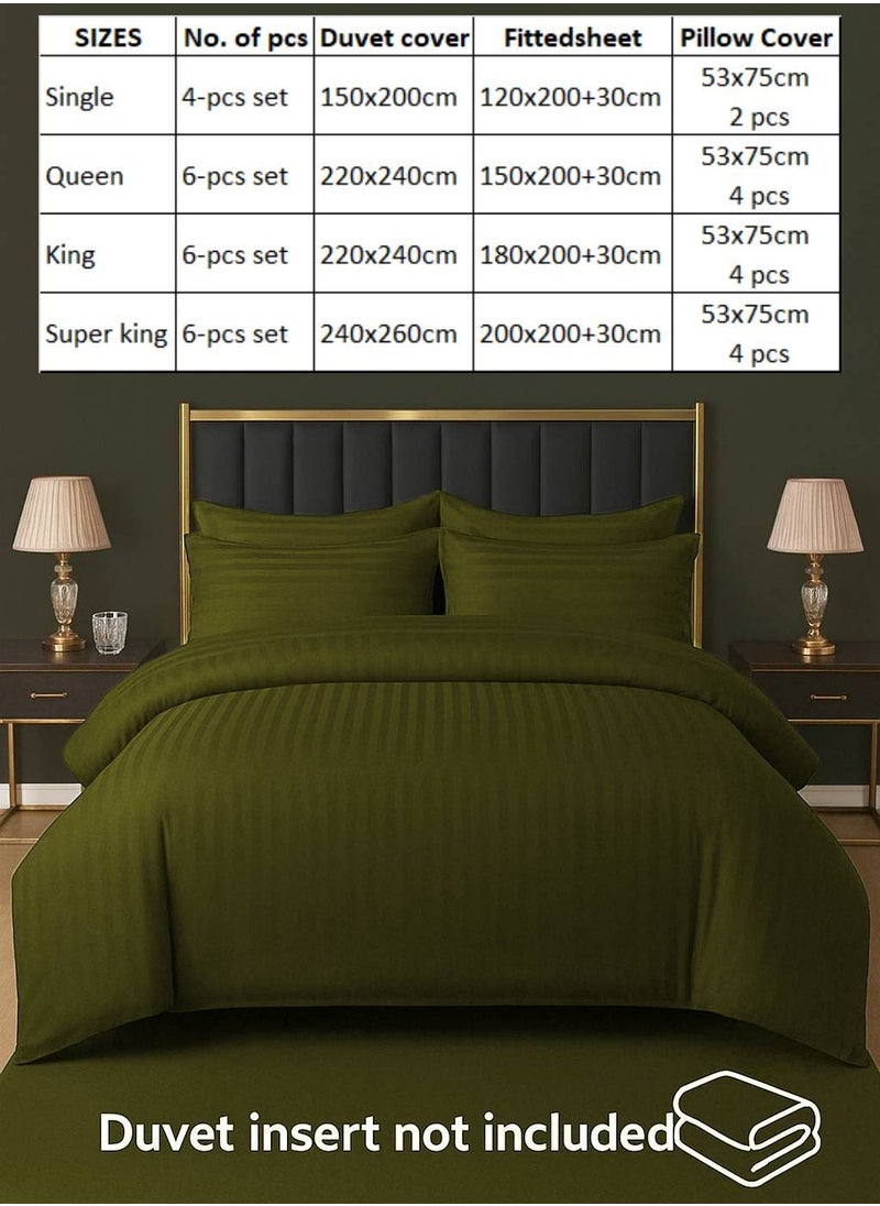 MAXQON 6-Piece Duvet Cover Set – Includes 1 Duvet Cover, 1 Fitted Sheet & 4 Pillowcases – King/Queen/Single Sizes, Color Olive  - Image 4