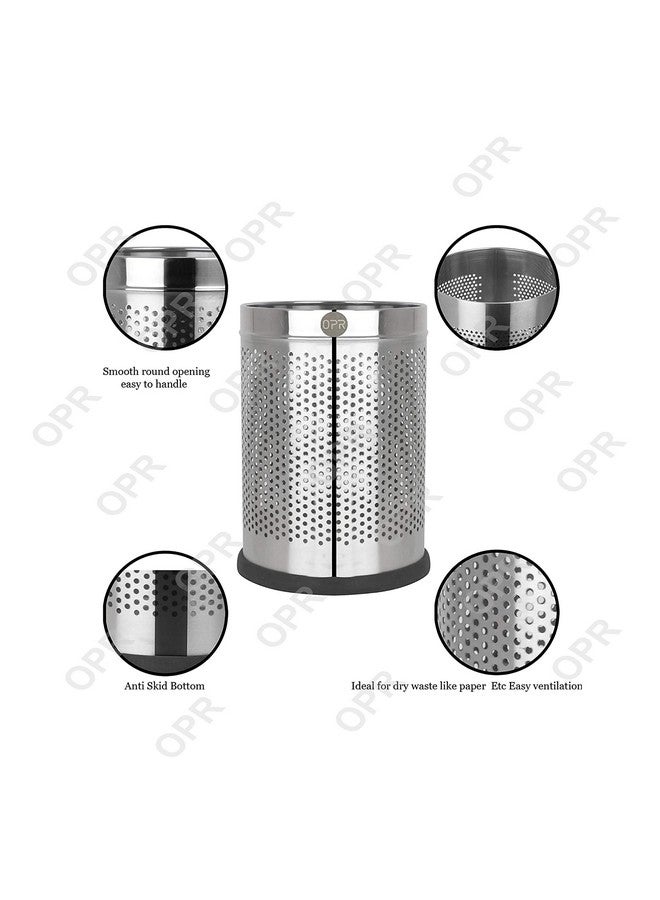 OPR Stainless Steel Open Perforated Dustbin| Steel Dustbin For Home, Bedroom, Rooms, Office, Kitchen, Bathroom- (8 X 12 In. -10 Liter) - Image 2