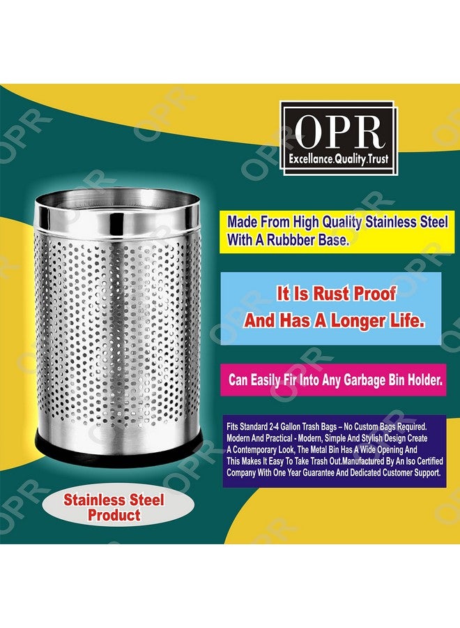 OPR Stainless Steel Open Perforated Dustbin| Steel Dustbin For Home, Bedroom, Rooms, Office, Kitchen, Bathroom- (8 X 12 In. -10 Liter) - Image 3