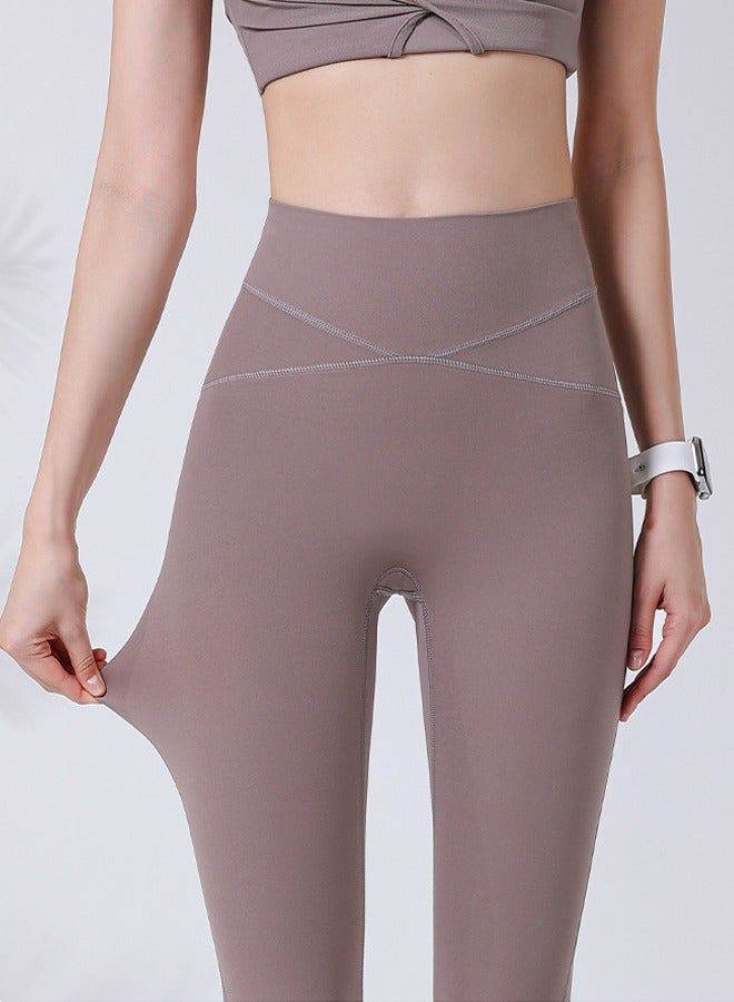 NIBEMINENT Seamless High Waist Quick Dry Yoga Leggings Pants Brown - Image 2