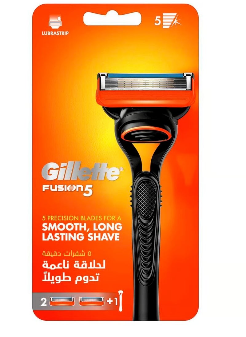 Gillette - Gillette Fusion 5 Manual Razor Handle And 2 Razor Blade Refills For Long Lasting Smooth Shaving - Image 1