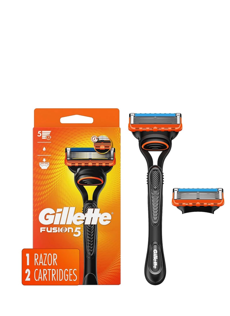 Gillette - Gillette Fusion 5 Manual Razor Handle And 2 Razor Blade Refills For Long Lasting Smooth Shaving - Image 1