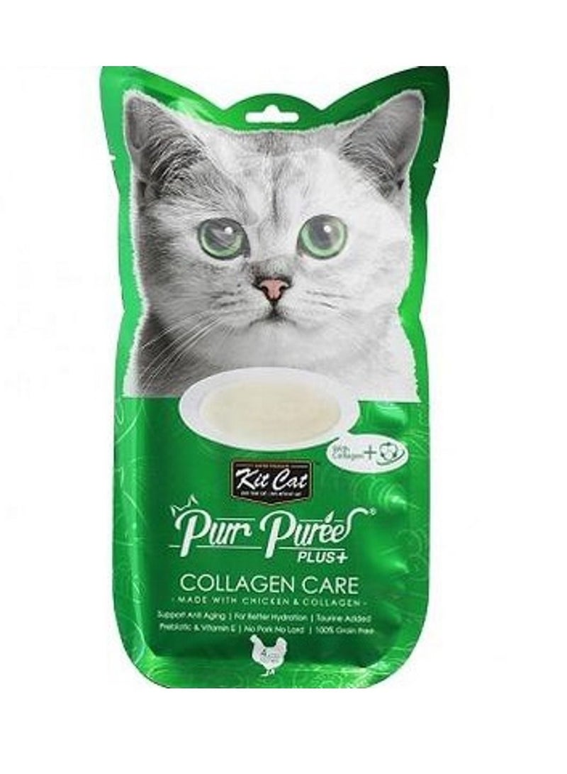 Kit Cat Purr Puree Plus Chicken And Collagen Care Cat Treats 4X15g - Image 1