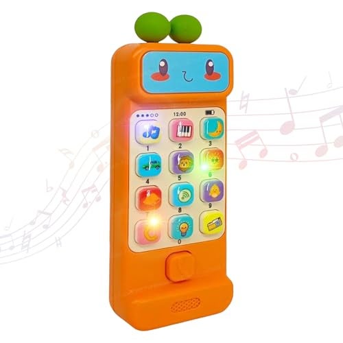 FunBlast Musical Mobile Phone Toy for Kids – Interactive Baby Toy with Light & Sound, Cartoon Face & Fun Buttons, Early Learning Educational Toy for Boys & Girls (Orange) - Image 1