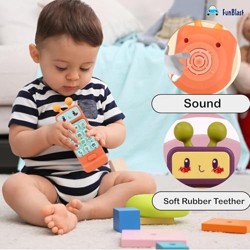 FunBlast Musical Mobile Phone Toy for Kids – Interactive Baby Toy with Light & Sound, Cartoon Face & Fun Buttons, Early Learning Educational Toy for Boys & Girls (Orange) - Image 5