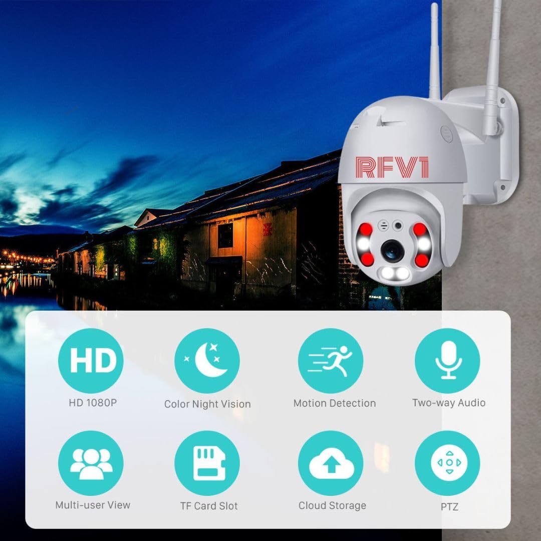 rfv1 Rfv1 RFV1 1080p Full Cctv Smart Security Wireless Outdoor Ptz Camera Rotation 2 Way Audio Motion Detection Coloured Night Vision IP66 Weatherproof XR1080p Z840DDBB9AFFFDDE65B39Z