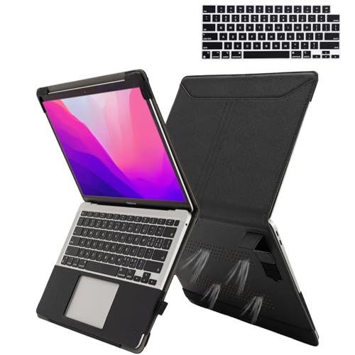 TT TYTX TYTX Compatible with MacBook Pro 14 Inch Case, PU Leather MacBook Case with Vents and Stand for 2021-2025 Release M5 A3434 M4 A3112 A3185 A3401 A2918 A2992 A2779 A2442, Black - Image 1