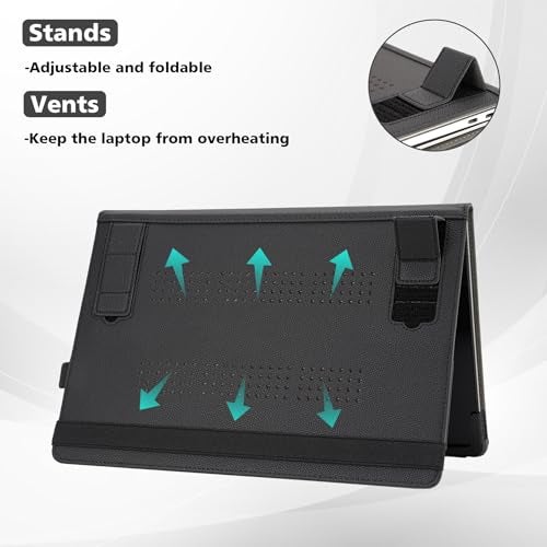 TT TYTX TYTX Compatible with MacBook Pro 14 Inch Case, PU Leather MacBook Case with Vents and Stand for 2021-2025 Release M5 A3434 M4 A3112 A3185 A3401 A2918 A2992 A2779 A2442, Black - Image 3