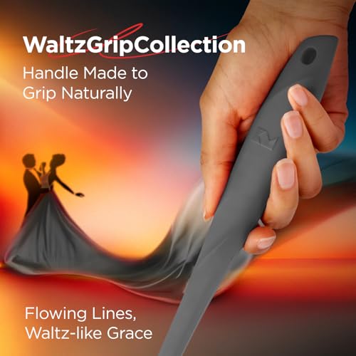 Kitchen Mama WaltzGrip Platinum Silicone Pancake Spatula Turner: Heat Resistant Flexible, Stainless Steel Core, Nonstick, Dishwasher Safe, Flipper – Ideal Kitchen Cookware Egg, Fish, Meat (Metal Gray) - Image 2