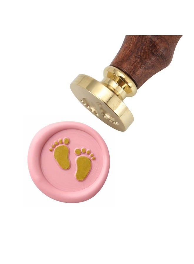 Yoption Baby Series Wax Seal Stamp, Baby Foot Brass Head Wooden Handle Sealing Stamp for Baby Shower Party Invitation - Image 2