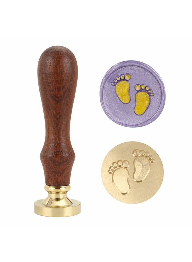 Yoption Baby Series Wax Seal Stamp, Baby Foot Brass Head Wooden Handle Sealing Stamp for Baby Shower Party Invitation - Image 1