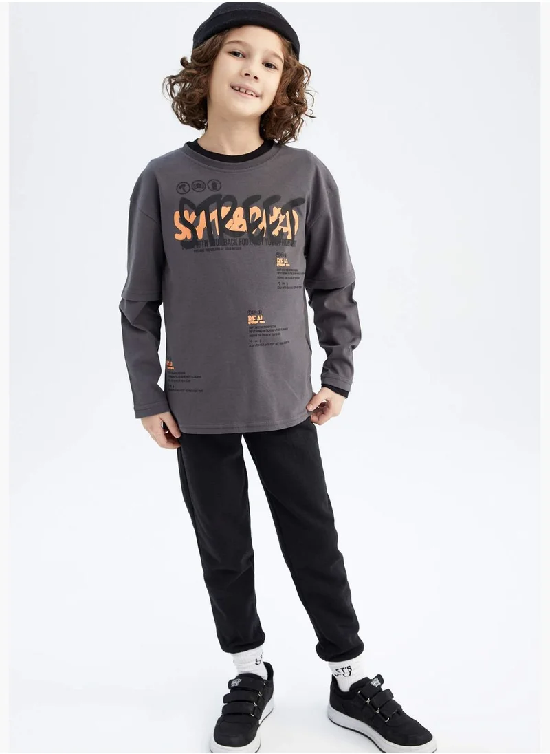 DeFacto Boy Oversize Fit Crew Neck Knitted Long Sleeve T-Shirt