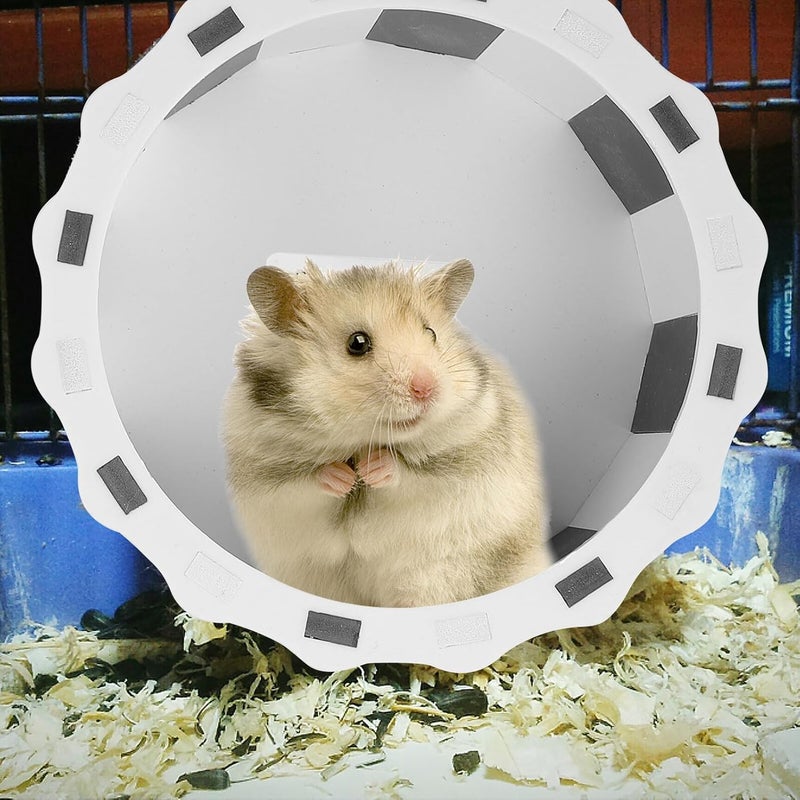 Silent Hamster Exercise Wheel Steel Axle, Medium Quiet Small Animal Jogging Spinner for Hamsters and Chinchillas, Black and White Cage Accessory for Pet Activity - Image 3