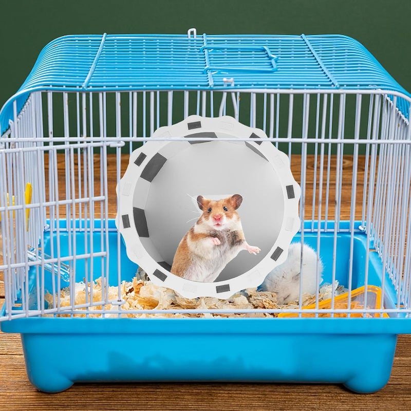 Silent Hamster Exercise Wheel Steel Axle, Medium Quiet Small Animal Jogging Spinner for Hamsters and Chinchillas, Black and White Cage Accessory for Pet Activity - Image 2