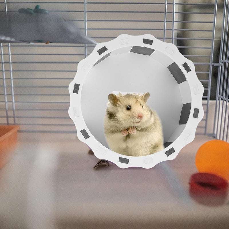 Silent Hamster Exercise Wheel Steel Axle, Medium Quiet Small Animal Jogging Spinner for Hamsters and Chinchillas, Black and White Cage Accessory for Pet Activity - Image 4