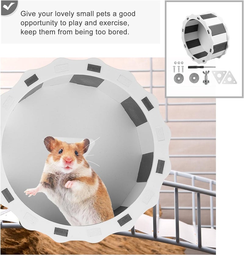 Silent Hamster Exercise Wheel Steel Axle, Medium Quiet Small Animal Jogging Spinner for Hamsters and Chinchillas, Black and White Cage Accessory for Pet Activity - Image 5
