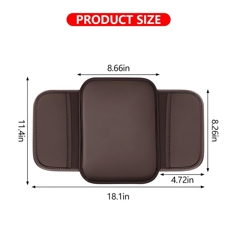 Bittwee Car Center Console Cover, Leather Vehicle Arm Rest Cushion Mat with Storage Pocket, Waterproof Anti-Scratch Auto Interior Armrest Pad Accessiories Universal for SUV, Truck, RV（Coffee） - Image 2