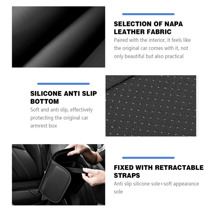Bittwee Car Center Console Cover, Leather Vehicle Arm Rest Cushion Mat with Storage Pocket, Waterproof Anti-Scratch Auto Interior Armrest Pad Accessiories Universal for SUV, Truck, RV（Coffee） - Image 5