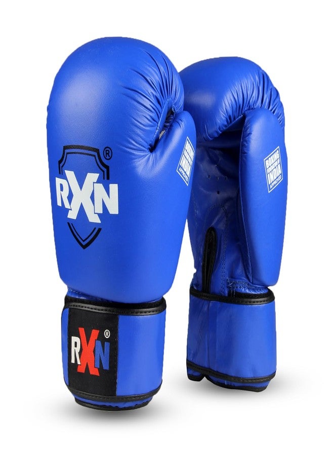 RXN Professional Amateur Competition Leather Boxing Gloves (Blue-8OZ) - Image 1