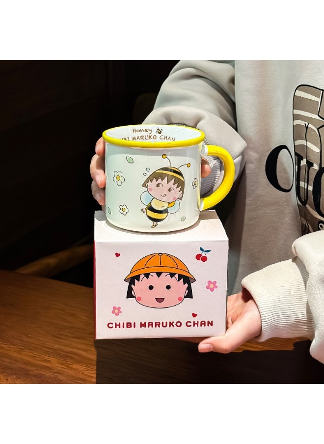NIBEMINENT - Personality Cute Chibi Maruko-chan Coffee Mug Ceramic Mug 350ml - Image 1