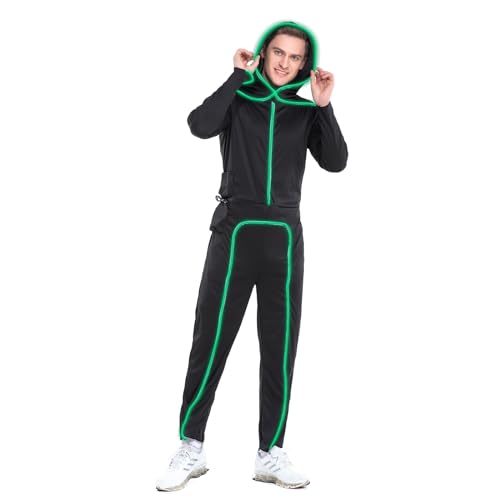 HSCTEK Light Up Stick Figure Costume Adult, Halloween Led Stick Man Costumes Youth Men Women, Glow in Dark Stickman Cosplay (Green, Meidum) - Image 3