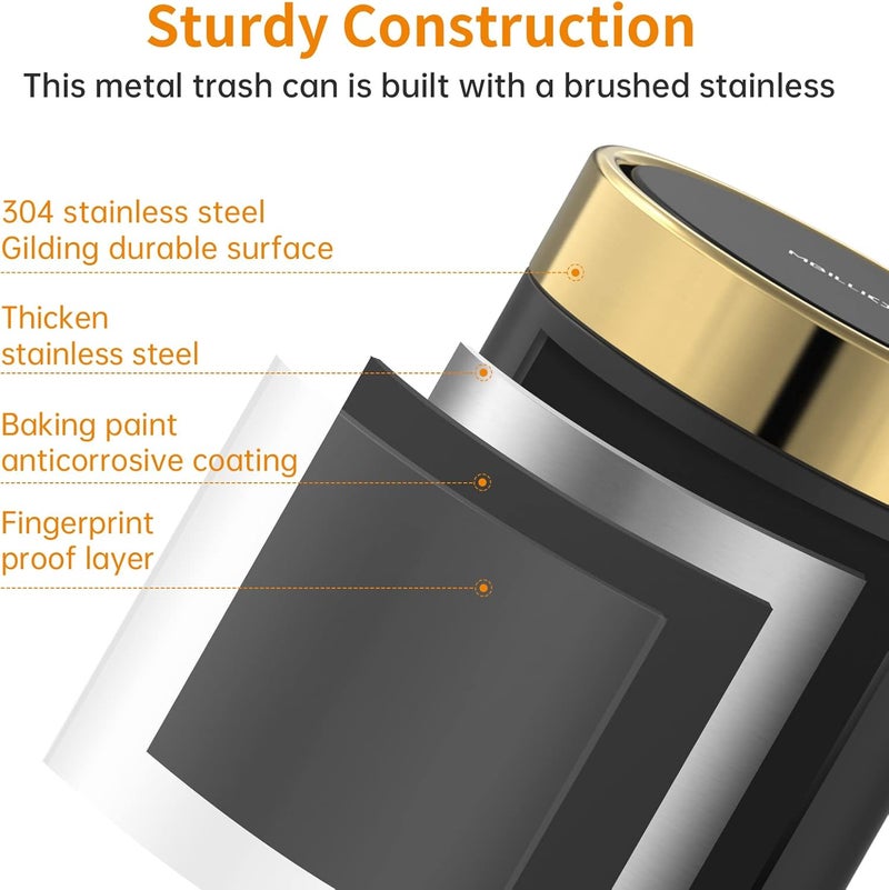 Mbillion Mini Trash Can with Lid - 1.5L Stainless Steel Desktop Recycling Bin - Image 3