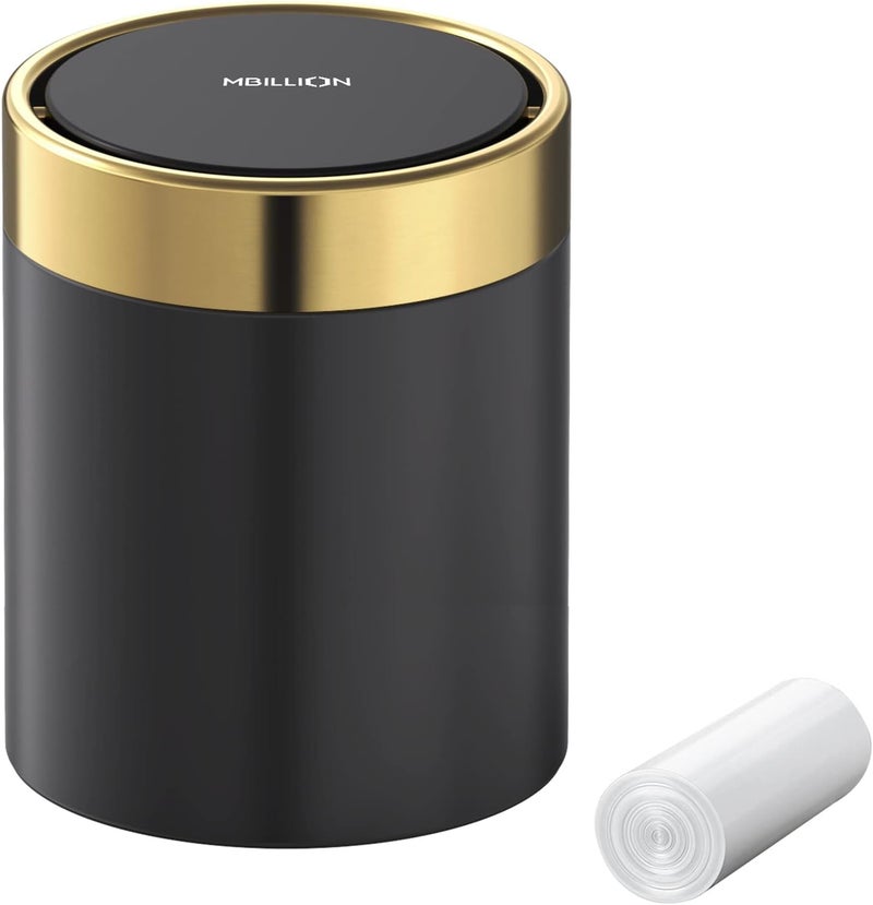 Mbillion Mini Trash Can with Lid - 1.5L Stainless Steel Desktop Recycling Bin - Image 1