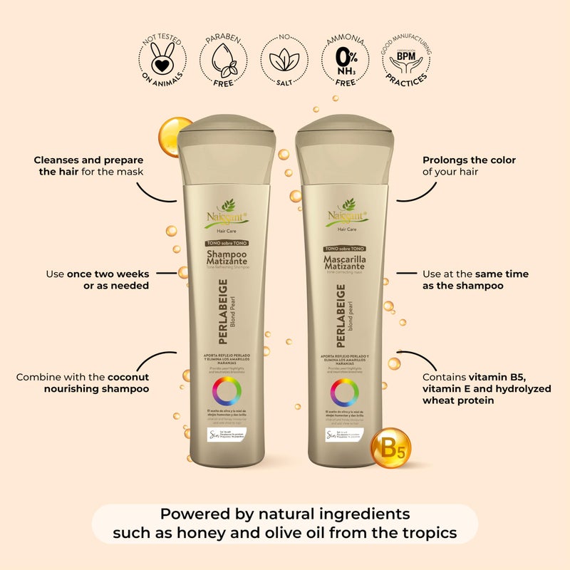 naissant Perla Beige Hair Purple Shampoo | Eliminates Brassiness | Neutralizes Yellow & Orange Tones | Paraben, Ammonia & Sulfate Free | Pro-Vitamin B5, Olive Oil & Honey (Perla Beige) 10.1 Fl Oz - Image 4