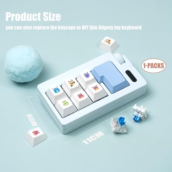 mintcaps Keyboard Fidget Toy - Loud Keyboard Fidget Clicker Cute Keyboard Clicker Fidget Button Stress Relief Fidget for Adult to Relief Stress (Blue) - Image 3