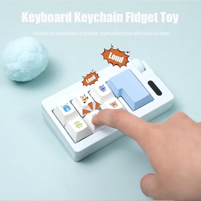 mintcaps Keyboard Fidget Toy - Loud Keyboard Fidget Clicker Cute Keyboard Clicker Fidget Button Stress Relief Fidget for Adult to Relief Stress (Blue) - Image 2