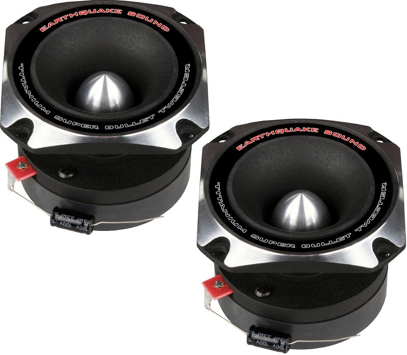 EARTHQUAKE Sound BT44S CarPro Audio 35inch Titanium Dome Super Bullet Tweeter 1 Voice Coil 150W MAX Pair