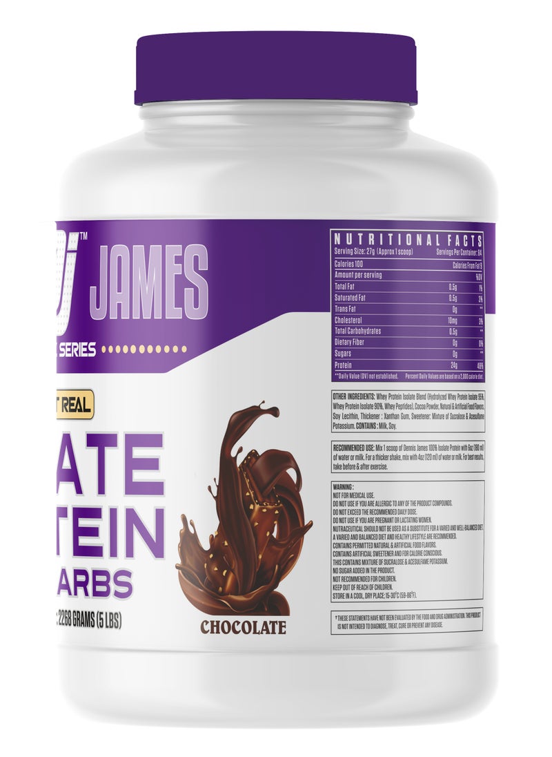 DENNIS JAMES - Signature Series Isolate Protein Low Carbs 5lbs, Chocolate - Supports Muscle Recovery and Strength (84 Servings) - Image 1