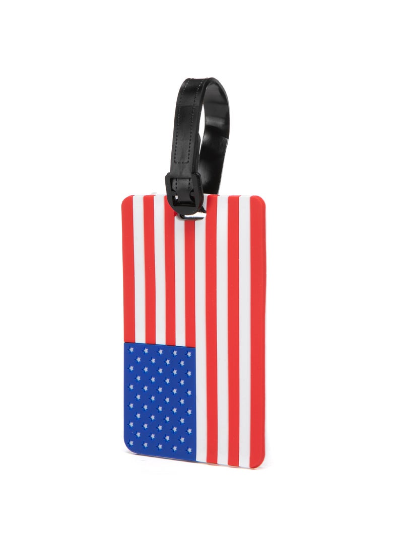 TOM CRUISER USA Flag Rubber Luggage Tag, High-Visibility 3D Travel ID Tag with Flexible Weatherproof Build, Privacy Slot & Secure Attachment Loop - Image 1