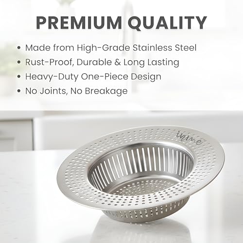 Inme Kitchen Sink Strainer/Drainer Stainless Steel, Sink Jali Drain Cover Filter Basin Waste Collector with Deep Basket, Heavy-Duty One-Piece Design Unbreakable & Rust-Proof - 11 cm (Pack of 1) - Image 2
