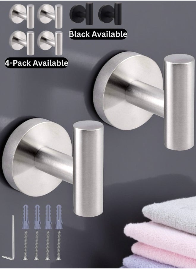 Zence Design Silver Screw-In Wall, Wall-Mounted Drill Hooks, Heavy Duty Stainless Steel Hooks for Bathroom, Kitchen, and as Clothes Hangers  - Image 1