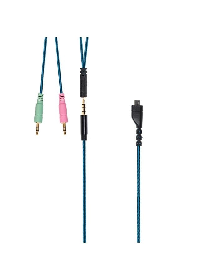 ZS0158 Straight Plug + Adapter Cable Gaming Headset Audio Cable for SteelSeries Arctis 3 / 5 / 7 (Blue) - Image 1