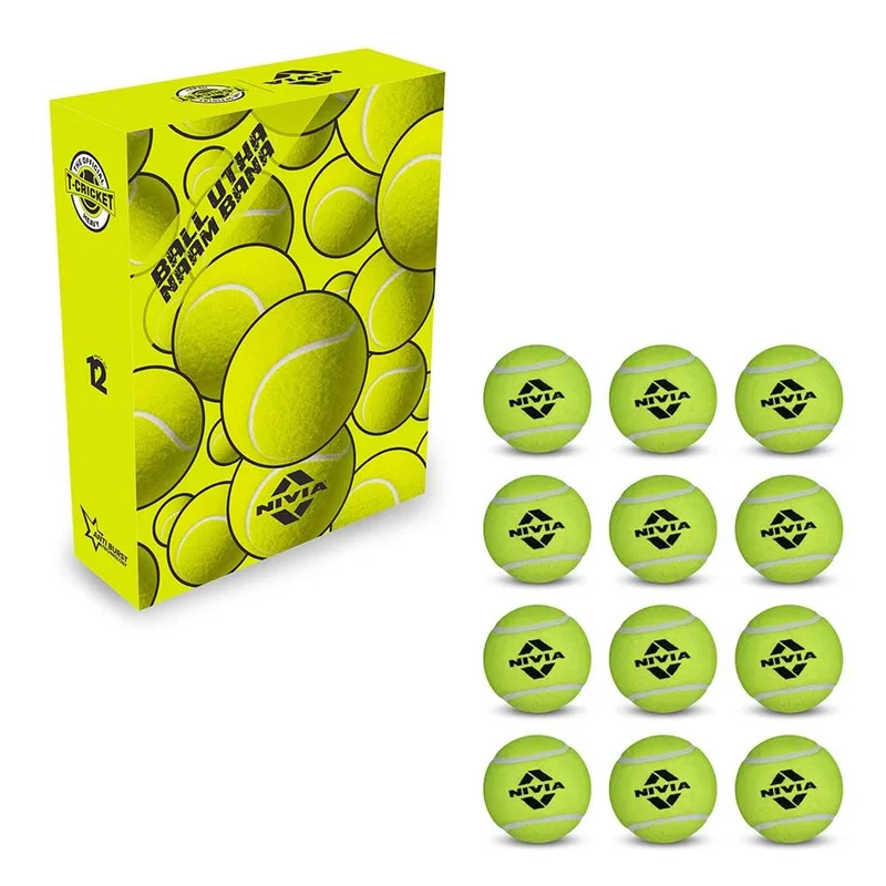 نيفيا Nivia Heavy Weight Tennis Cricket Ball - Pack of 12